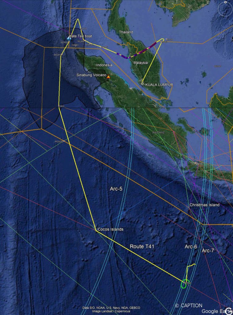 The CAPTION group trajectory for the MH370