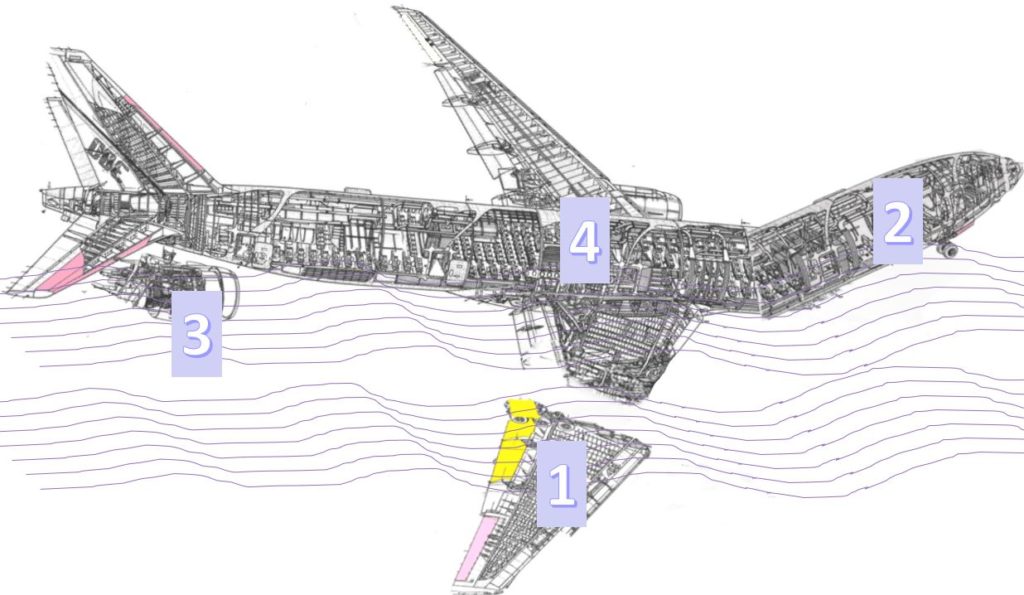 MH370 proposed wreckage composition of 4 parts - MH370 ditching