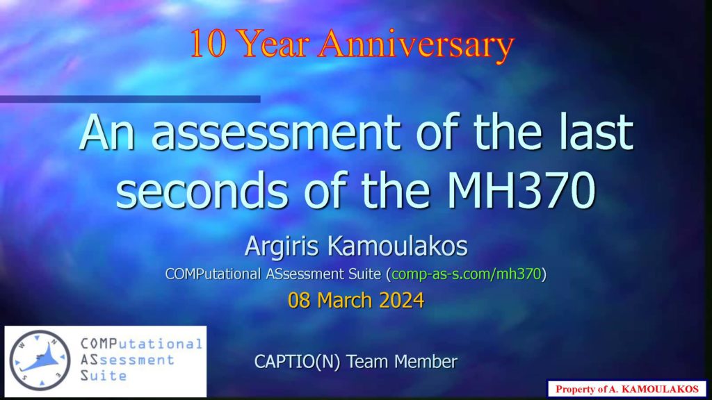 MH370 10 Year Anniversary presentation by Dr Kamoulakos of COMPutational ASsessment Suite