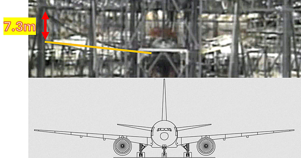 Boeing 777 wingbox certification test - rupture under static test to failure - maximum tip deflection at rupture