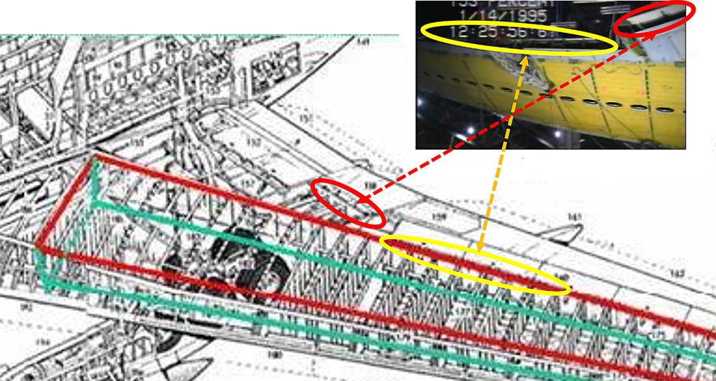 Location of flaperon and inner flap attachments in the Boeing 777 - MH370